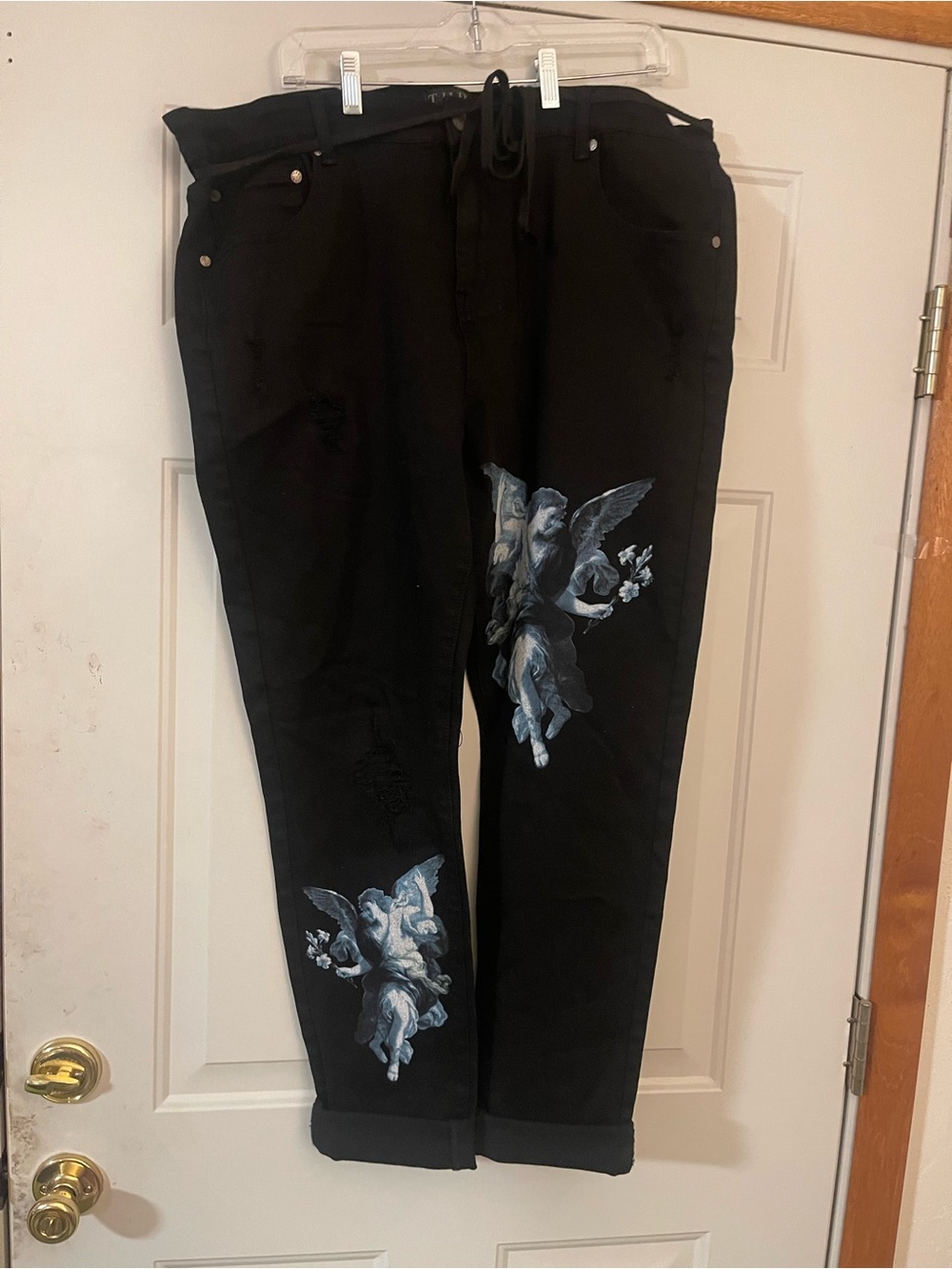 THRT Angelito  Sz 42 Embellished Jeans Denim Pants Black Rick Ross